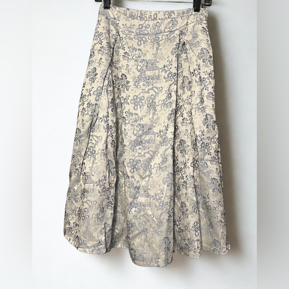 Baltic Born Jeanne Pleated Midi Skirt Cottagecore Boho Blue and Pearl SZ M - Picture 6 of 10